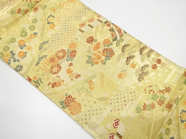 佐賀錦　屋敷風景に古典柄織り出し袋帯